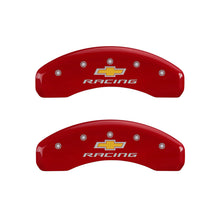 Load image into Gallery viewer, MGP 4 Caliper Covers Engraved Front &amp; Rear Chevy racing Red finish silver ch