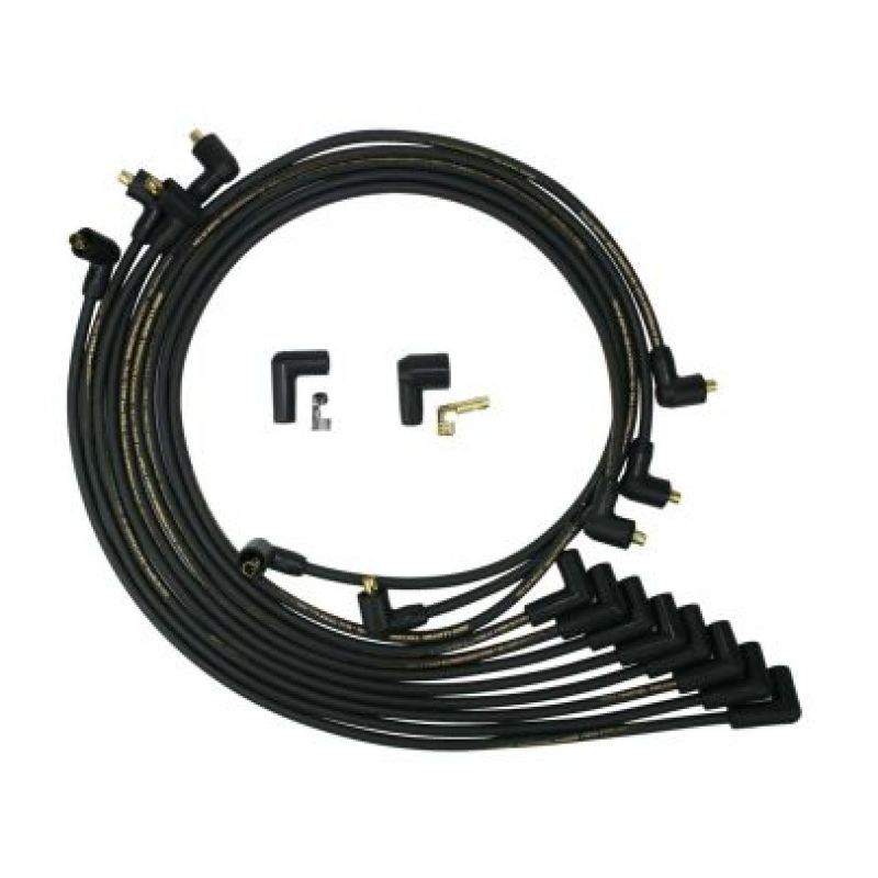 Moroso Chevrolet Small Block Non-HEI Under Header Unsleeved 90 Deg Mag Tune Ignition Wire Set - Blk