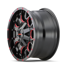 Load image into Gallery viewer, Mayhem 8015 Warrior 17x9 / 8x165.1 BP / -12mm Offset / 130.8mm Hub Black w/ Prism Red Wheel