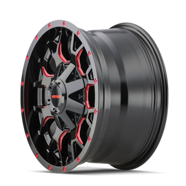 Mayhem 8015 Warrior 20x9 / 5x139.7 BP / 18mm Offset / 110mm Hub Black w/ Prism Red Wheel