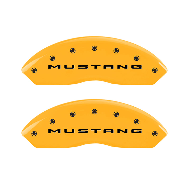 MGP 4 Caliper Covers Engraved Front 2015/Mustang Engraved Rear 2015/37 Yellow finish black ch