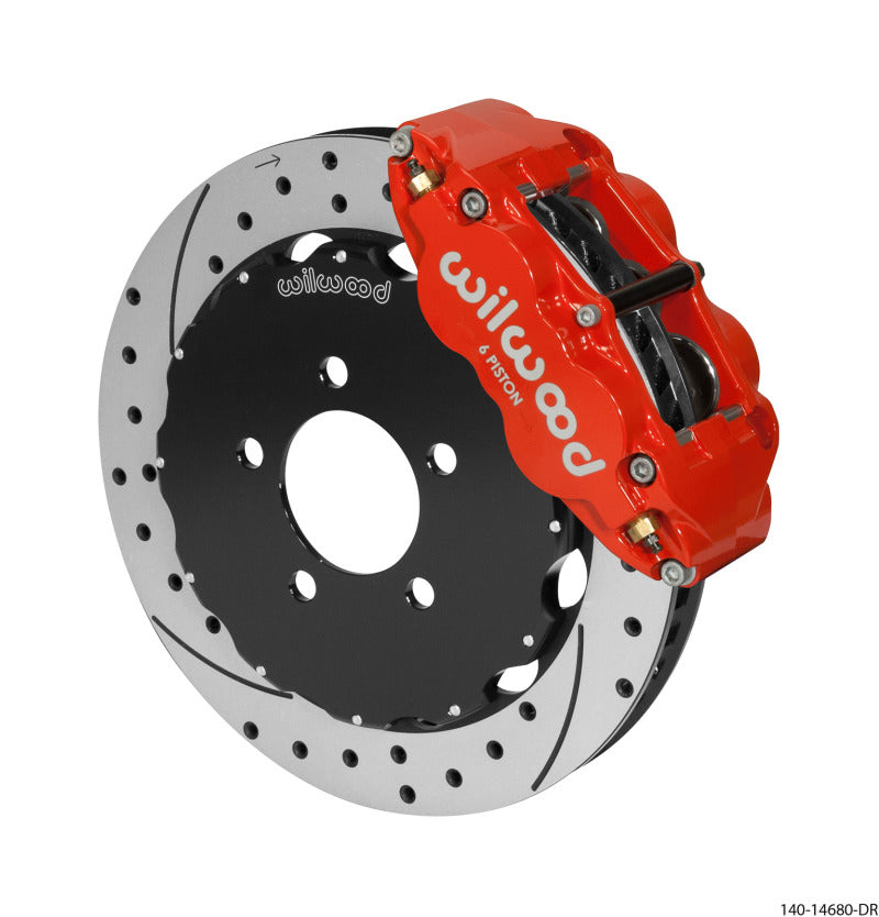 Wilwood Narrow Superlite 6R Front Big Brake Kit 12.88in Drilled Red 05-11 Ford Crown Victoria