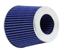 Load image into Gallery viewer, K&amp;N Universal Air Filter Chrome Round Tapered Blue - 4in Flange ID x 1.125in Flange Length x 5.5in H